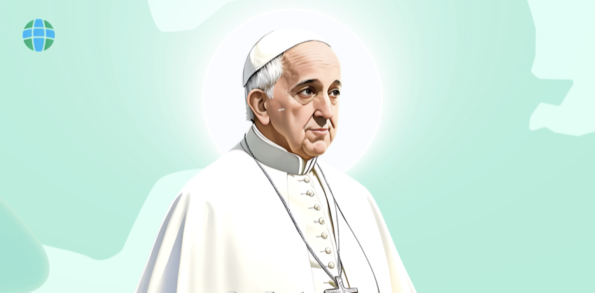 Illustration of Pope Francis with a halo