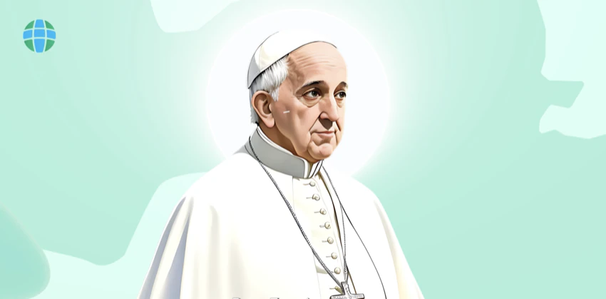 Illustration of Pope Francis with a halo