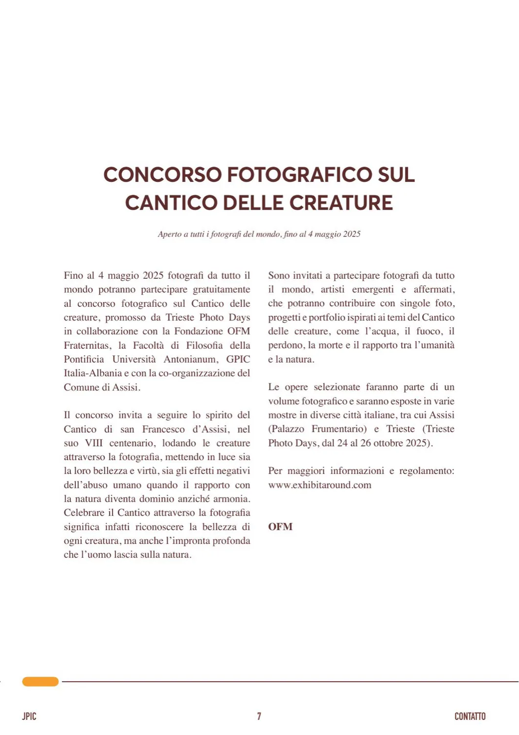 Concurso fotográfico sobre el Cántico de las Criaturas