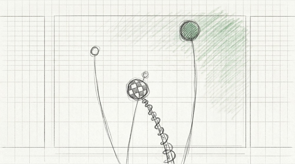 Hand-drawn sketch of gradient bubble shapes