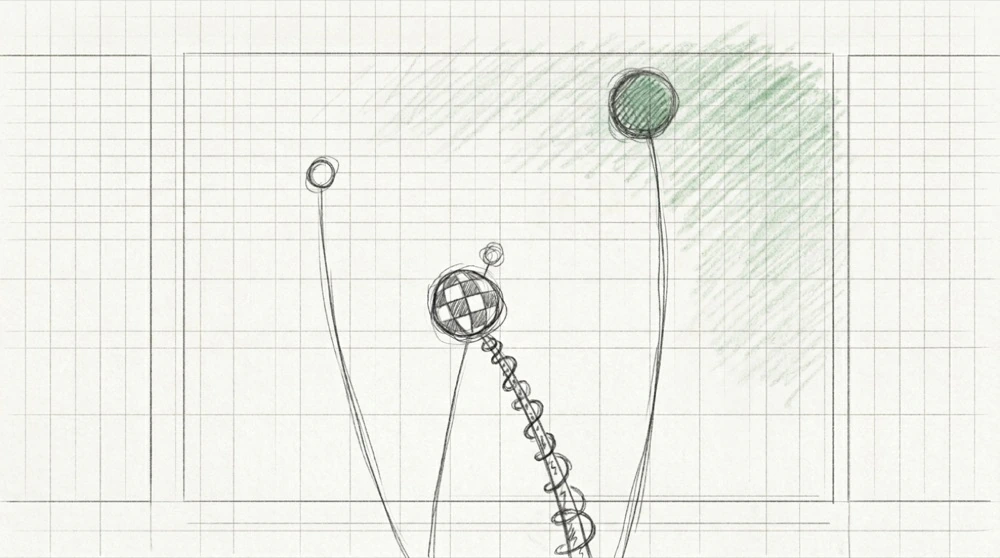Hand-drawn sketch of gradient bubble shapes