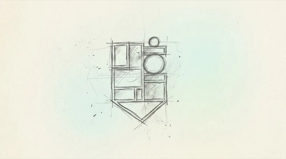 Hand-drawn thumbnail grid of icon compositions