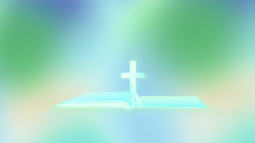 Illustration of a book with a glowing cross