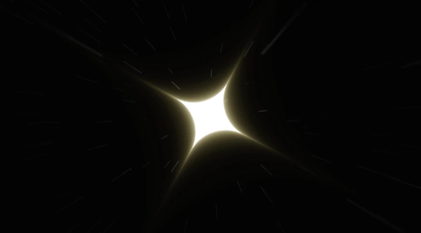 Starburst of light on black