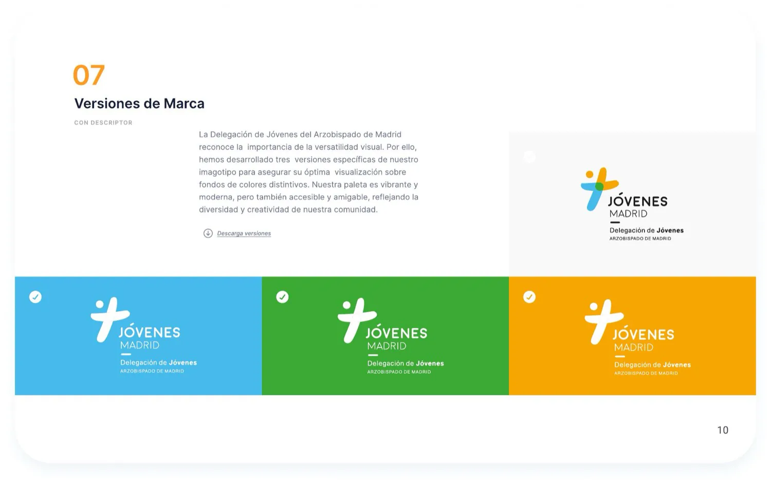 07 · Versiones de la marca sobre fondos de color