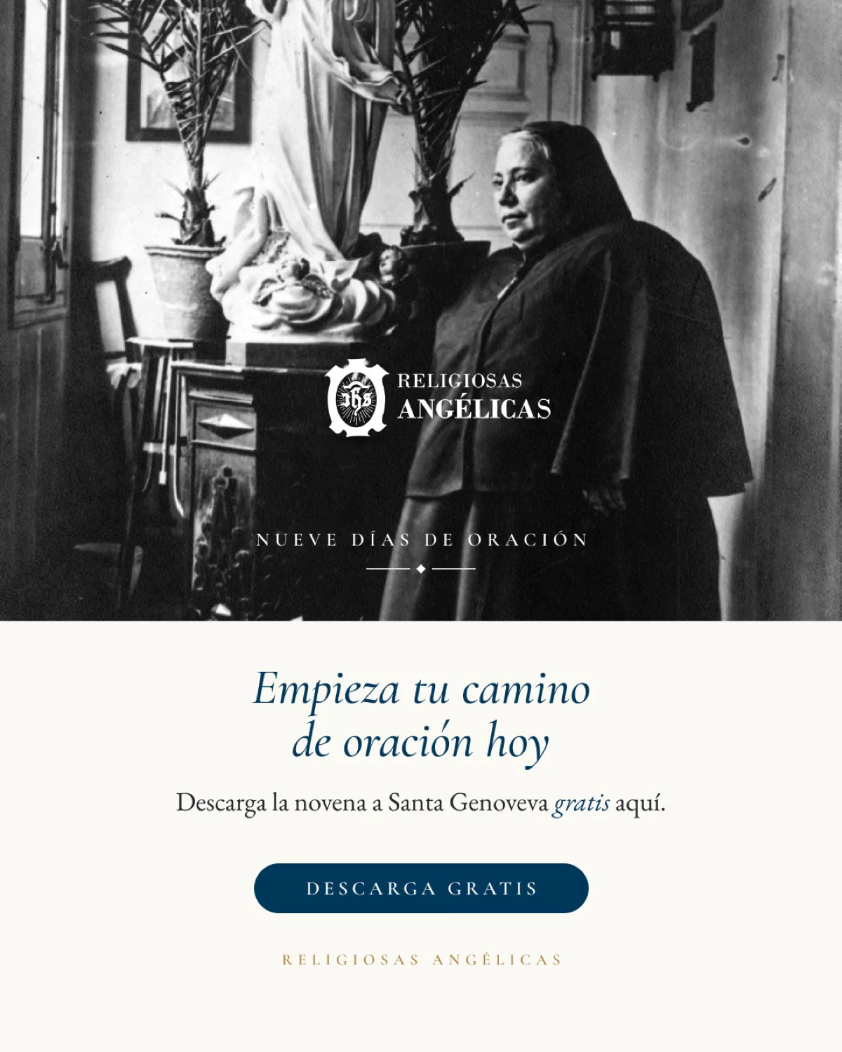 Feed · retrato de archivo en blanco y negro con la llamada a la novena