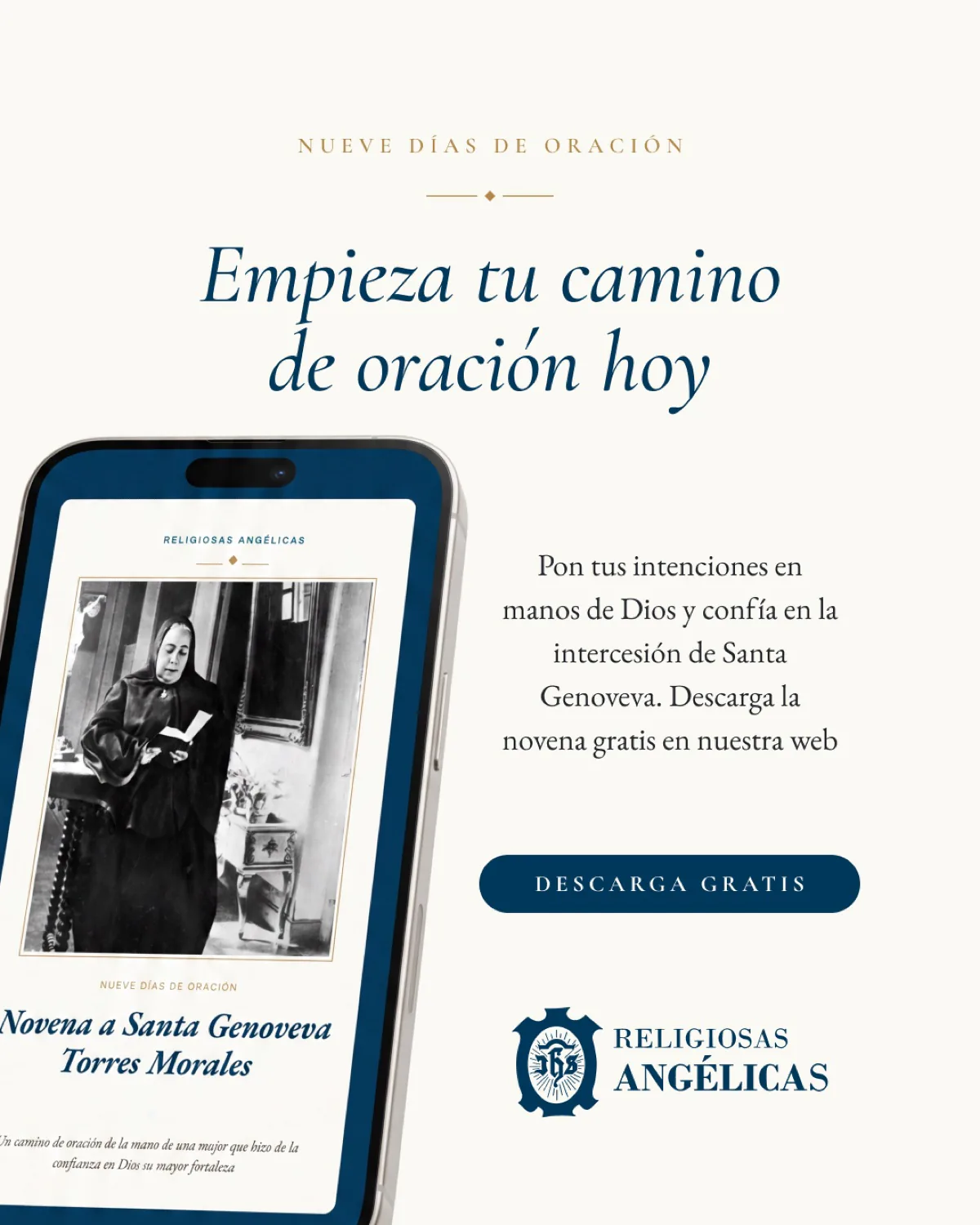 Feed · «Empieza tu camino de oración hoy» con el cuadernillo en pantalla
