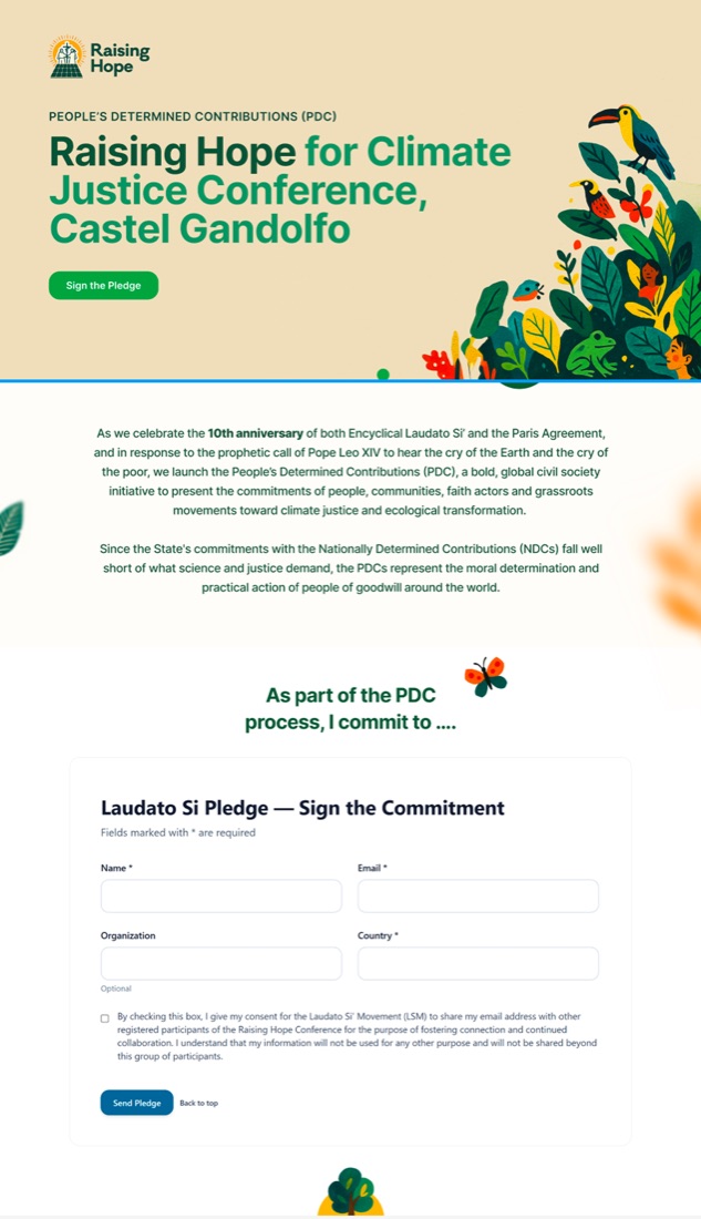 Landing de adhesión al compromiso — diseño de página y formulario