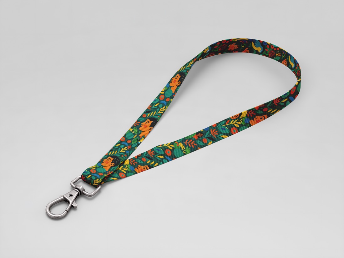 Lanyard impreso con el patrón ilustrado del evento